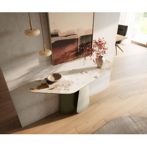 LUMIERE prémium kerámia konzolasztal - beige - 140cm bútor