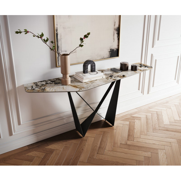 LORIEN prémium kerámia konzolasztal - beige - 180cm
