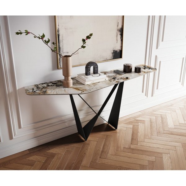 LORIEN prémium kerámia konzolasztal - beige - 180cm