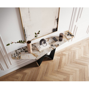 LORIEN prémium kerámia konzolasztal - beige - 180cm