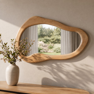 COVE organikus fali tükör 130 cm – krém / mangófa INVICTA