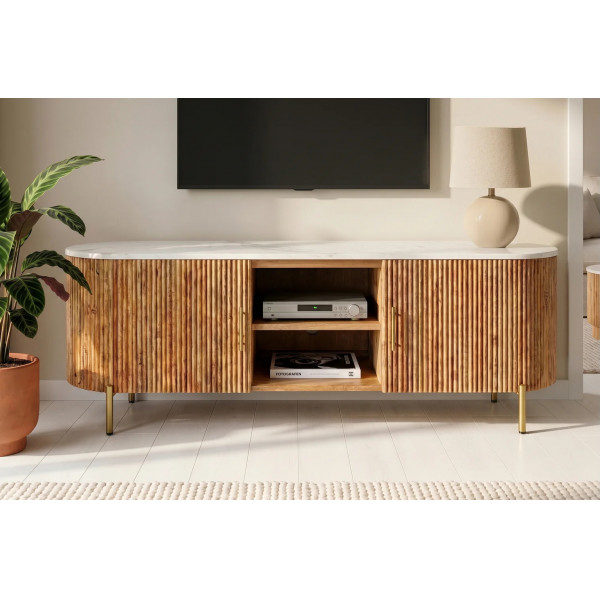 TRES CHIC modern mangófa TV-szekrény - 140cm