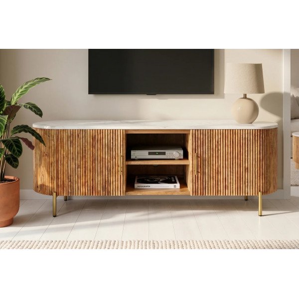 TRES CHIC modern mangófa TV-szekrény - 140cm