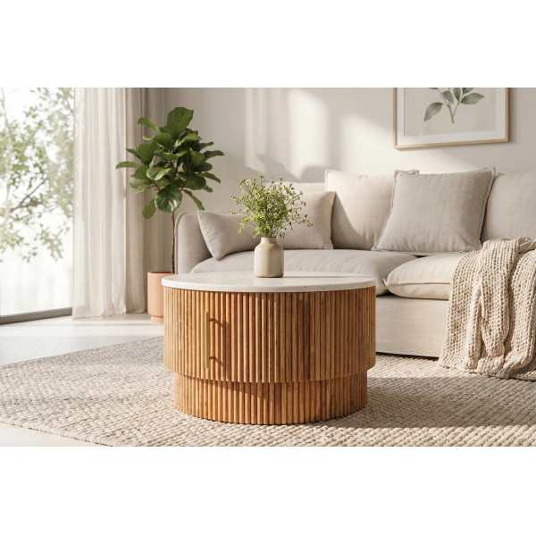 TRES CHIC modern mangófa dohányzóasztal - 60cm