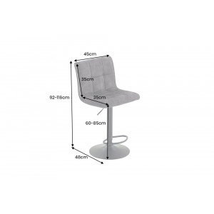 MODENA design bársony bárszék- szürke