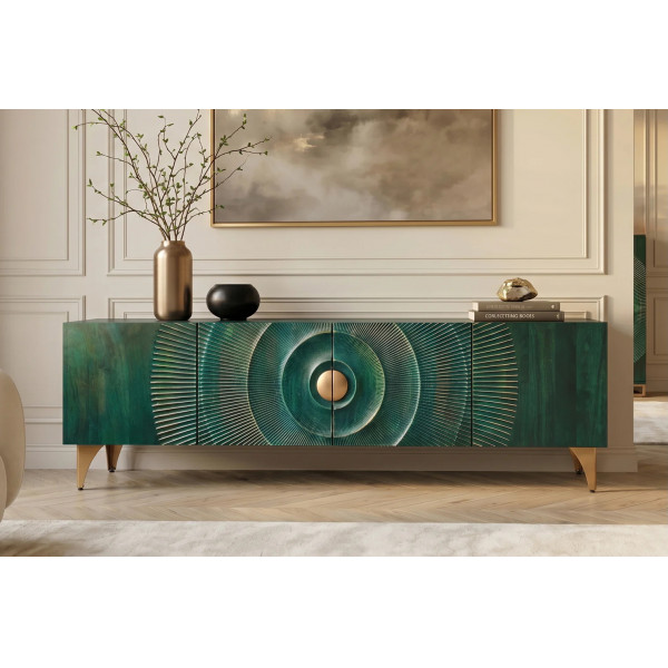 GOLDEN SUNSET design mangófa TV-szekrény - 180cm - türkiz