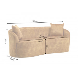 ELEMENTAL design kanapé - 180cm - mustár