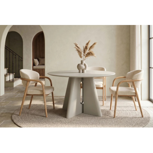 ORGANICO modern kerek étkezőasztal - 120cm - beige