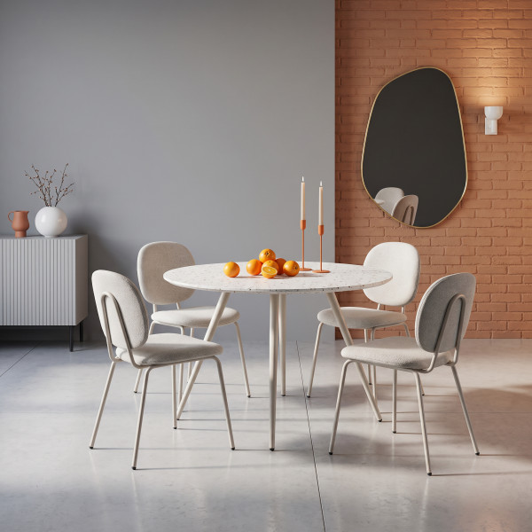 TERAMO kerek étkezőasztal 120 cm – terrazzo mintás