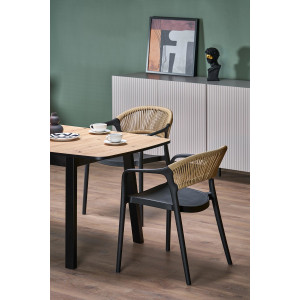 VESTORA bővíthető étkezőasztal 130–170 cm – Artisan tölgy / fekete