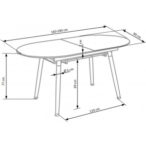 ALVERO bővíthető étkezőasztal 160–200 cm – fehér / San Remo tölgy