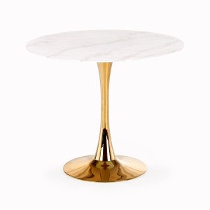 BELLANO kerek étkezőasztal 90 cm – fehér márvány dekor / arany Fix étkezőasztalok