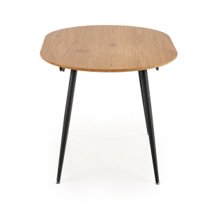 SALERNO bővíthető ovális étkezőasztal 120–160 cm – tölgy / fekete