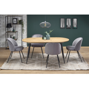 SALERNO bővíthető ovális étkezőasztal 120–160 cm – tölgy / fekete