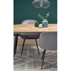 SALERNO bővíthető ovális étkezőasztal 120–160 cm – tölgy / fekete