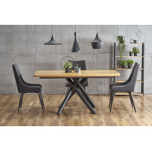 LEVANTE bővíthető étkezőasztal 160–200 cm – natúr tölgy / fekete