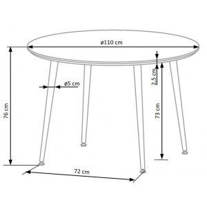 BELLANZA kerek étkezőasztal 110 cm – dió / arany