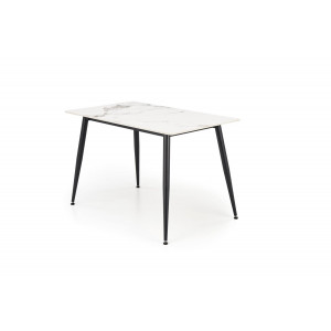 MARVIO étkezőasztal 120 cm – fehér márvány dekor / fekete