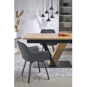 NOVARE bővíthető étkezőasztal 160–220 cm – természetes tölgy / fekete