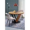 NOVARE kerek bővíthető étkezőasztal 120–160 cm – természetes tölgy / fekete