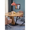 NOVARE kerek bővíthető étkezőasztal 120–160 cm – természetes tölgy / fekete