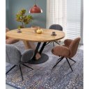 NOVARE kerek bővíthető étkezőasztal 120–160 cm – természetes tölgy / fekete