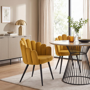 DAHLIA modern karfás étkezőszék - mustársárga HALMAR