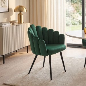 DAHLIA modern karfás étkezőszék - sötétzöld HALMAR