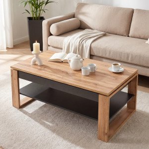 LUMEN dohányzóasztal  tölgy / fekete - 114cm HALMAR