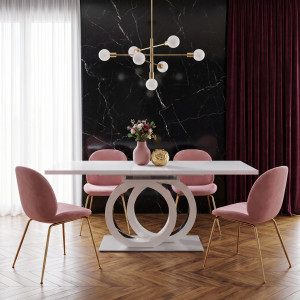 MERIDIAN bővíthető étkezőasztal 160–200 cm – fehér / arany Bővíthető étkezőasztalok