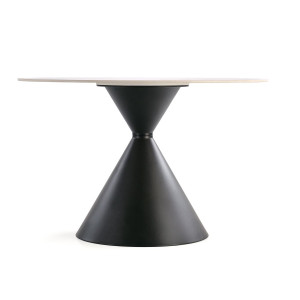 BRIXEN kerek étkezőasztal - 120 cm – fehér márvány / fekete