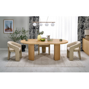 ELMWOOD bővíthető kerek étkezőasztal - 120–200 cm – természetes tölgy