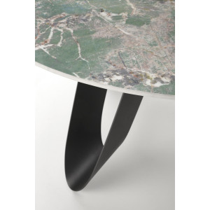 CORVANT kerek étkezőasztal - 135 cm – zöld márvány / fekete