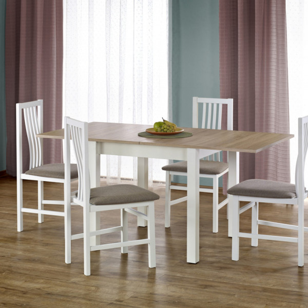 BRANO bővíthető étkezőasztal 80–160 cm – Sonoma tölgy / fehér