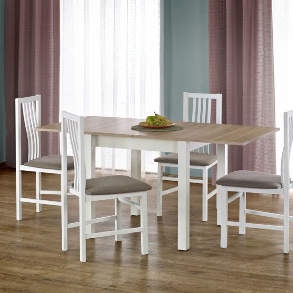 BRANO bővíthető étkezőasztal 80–160 cm – Sonoma tölgy / fehér