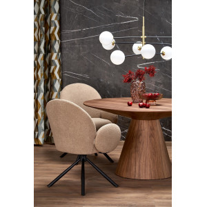 RIVERT modern kerek étkezőasztal - 136 cm – dió