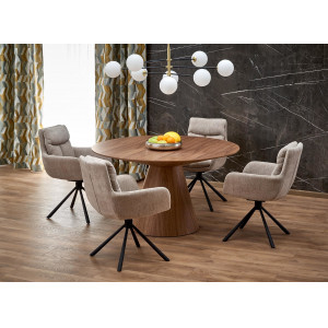 RIVERT modern kerek étkezőasztal - 136 cm – dió
