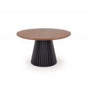 LORVIK modern kerek étkezőasztal 130 cm – dió / fekete