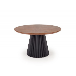 LORVIK modern kerek étkezőasztal 130 cm – dió / fekete