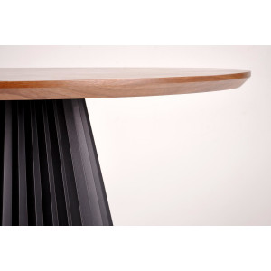 LORVIK modern kerek étkezőasztal 130 cm – dió / fekete