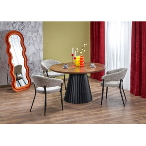 LORVIK modern kerek étkezőasztal 130 cm – dió / fekete