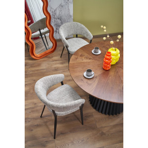 LORVIK modern kerek étkezőasztal 130 cm – dió / fekete