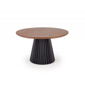 LORVIK modern kerek étkezőasztal 130 cm – dió / fekete Fix étkezőasztalok