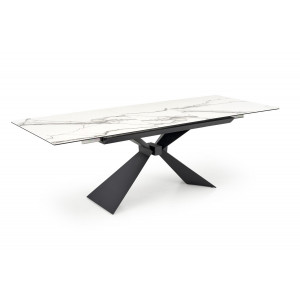 CALDER bővíthető étkezőasztal 180–230 cm – fehér márvány / fekete