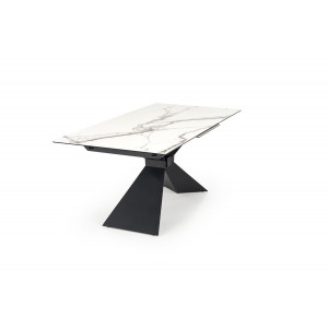CALDER bővíthető étkezőasztal 180–230 cm – fehér márvány / fekete