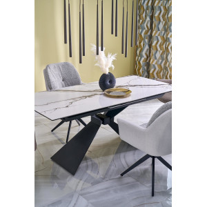 CALDER bővíthető étkezőasztal 180–230 cm – fehér márvány / fekete