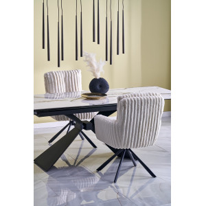 CALDER bővíthető étkezőasztal 180–230 cm – fehér márvány / fekete