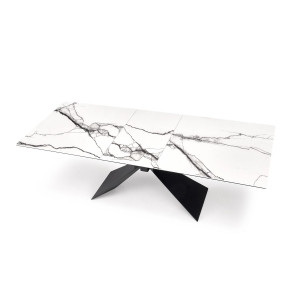 CALDER bővíthető étkezőasztal 180–230 cm – fehér márvány / fekete