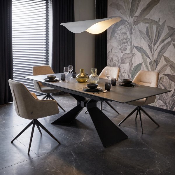 CALDER bővíthető étkezőasztal 180–230 cm – kék márvány / fekete