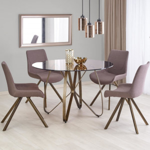 SORIEL étkezőasztal 120 cm – barna üveg / antik arany Fix étkezőasztalok